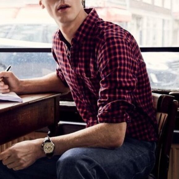 J. Crew Red & Blue Plaid Button Up Shirt - Picture 1 of 8